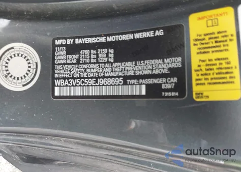 2014 BMW 428I из США, поврежденный, VIN WBA3V5C59EJ968695